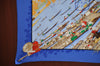 Authentic HERMES Pleats Scarf "MARCHE FLOTTANT DU LAC INLE" Silk Blue Box K4046