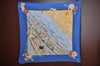 Authentic HERMES Pleats Scarf "MARCHE FLOTTANT DU LAC INLE" Silk Blue Box K4046