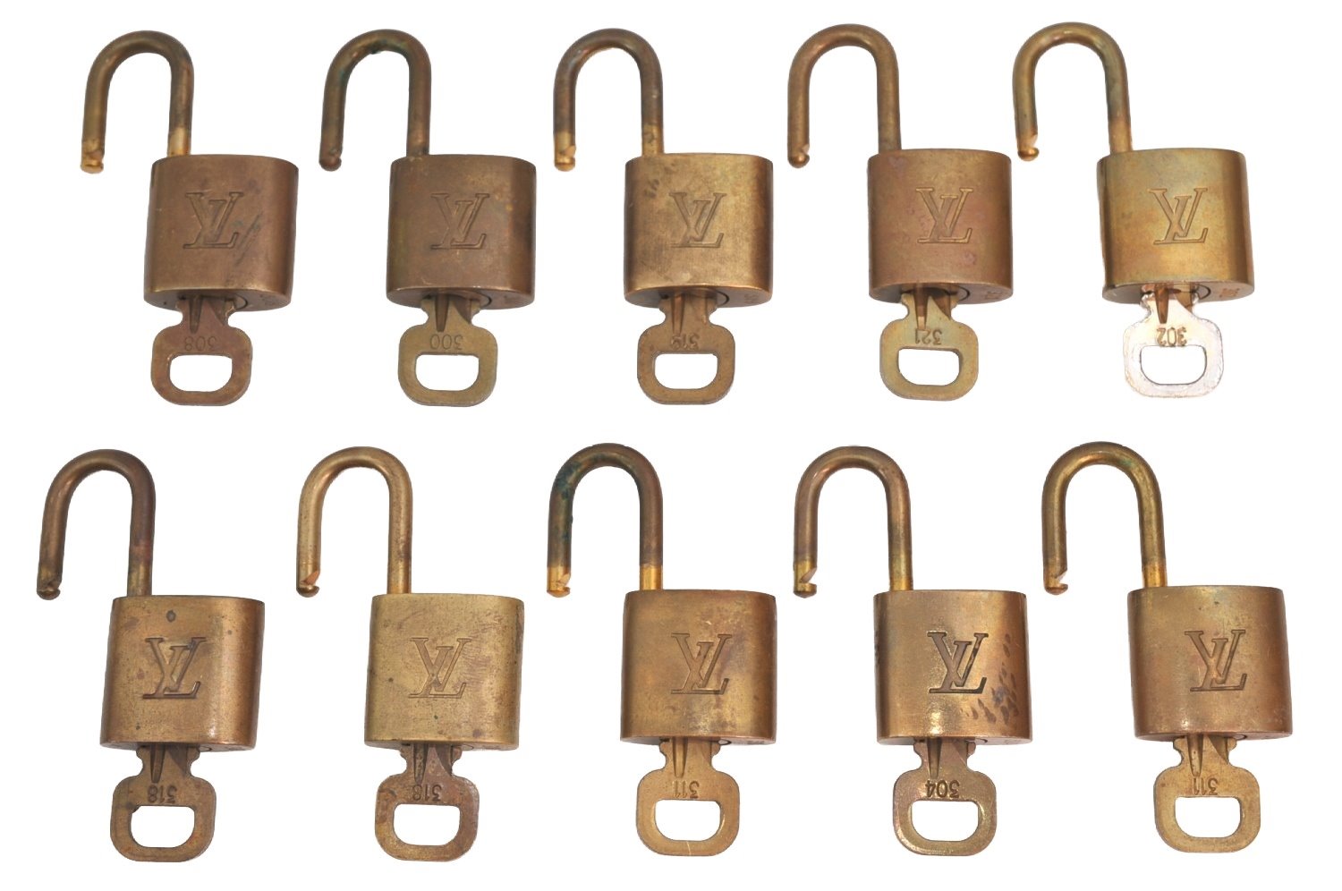 Authentic Louis Vuitton Padlock & Keys 10Set LV K4058