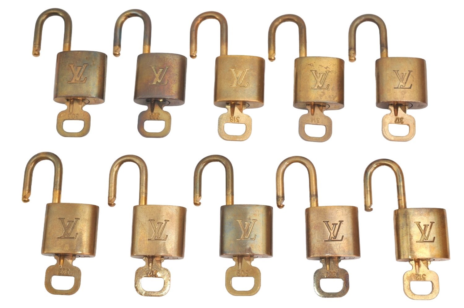 Authentic Louis Vuitton Padlock & Keys 10Set LV K4060