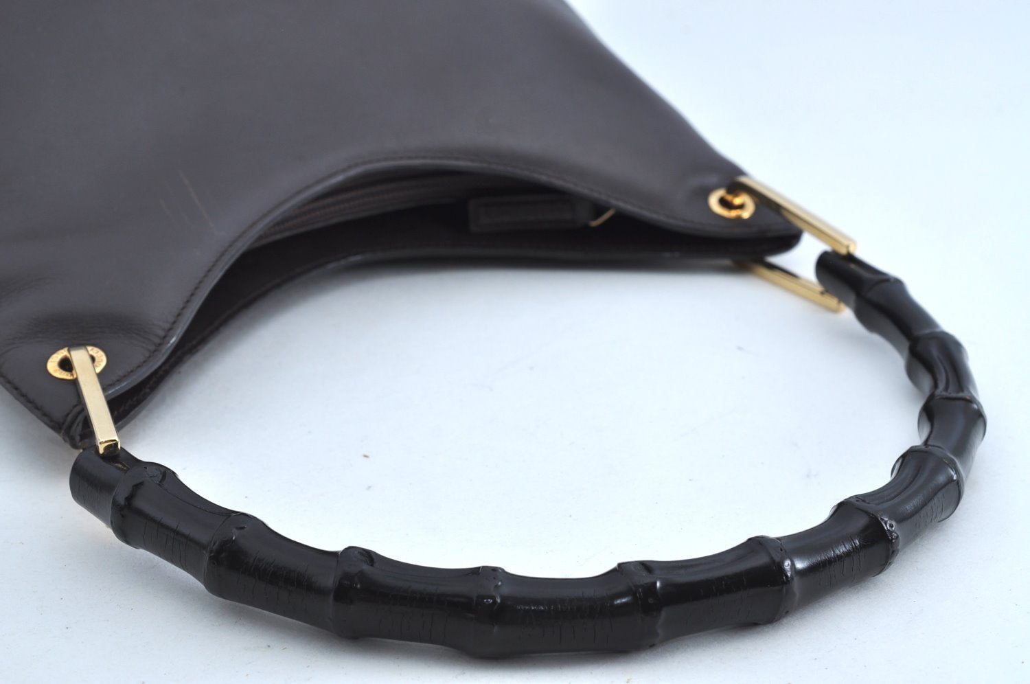 Authentic GUCCI Bamboo Shoulder Hand Bag Purse Leather 0013007 Brown K4070