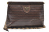 Authentic MARIO VALENTINO V Logo Clutch Bag Purse PVC Brown K4076