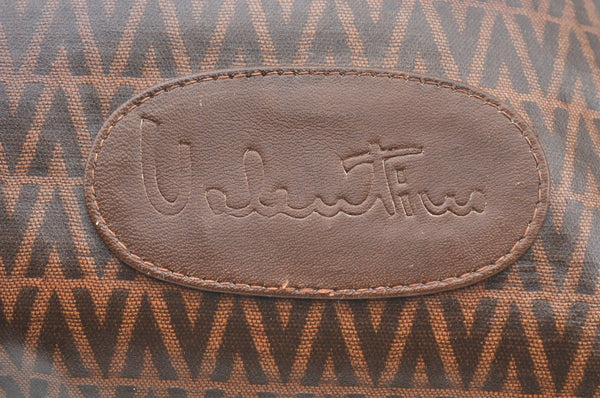 Authentic MARIO VALENTINO V Logo Clutch Bag Purse PVC Brown K4076