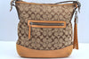 Authentic COACH Signature Shoulder Cross Bag Canvas Leather 9349 Brown K4078