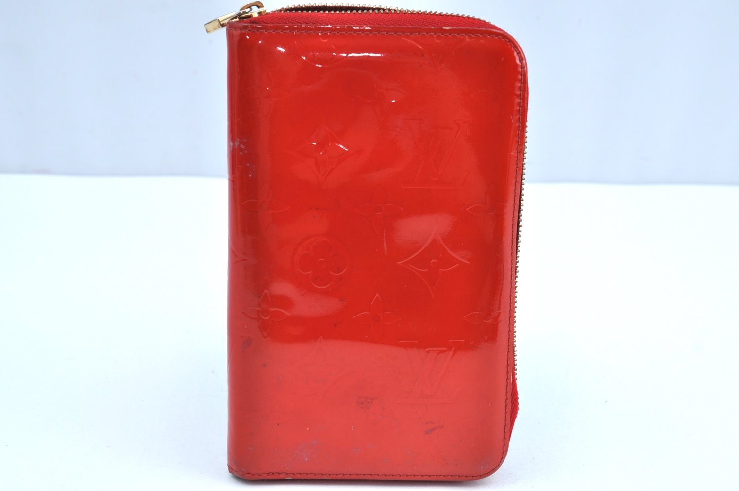 Authentic Louis Vuitton Vernis Eldridge Long Wallet Purse Red LV Junk K4083