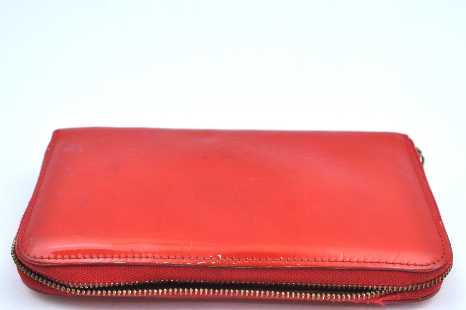 Authentic Louis Vuitton Vernis Eldridge Long Wallet Purse Red LV Junk K4083