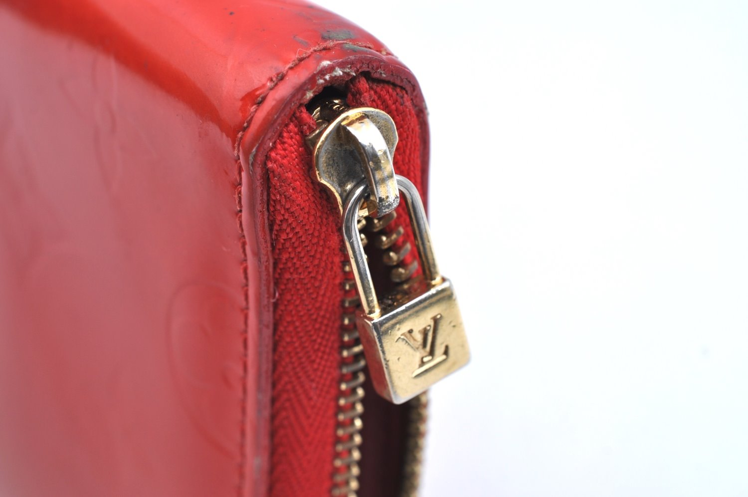 Authentic Louis Vuitton Vernis Eldridge Long Wallet Purse Red LV Junk K4083