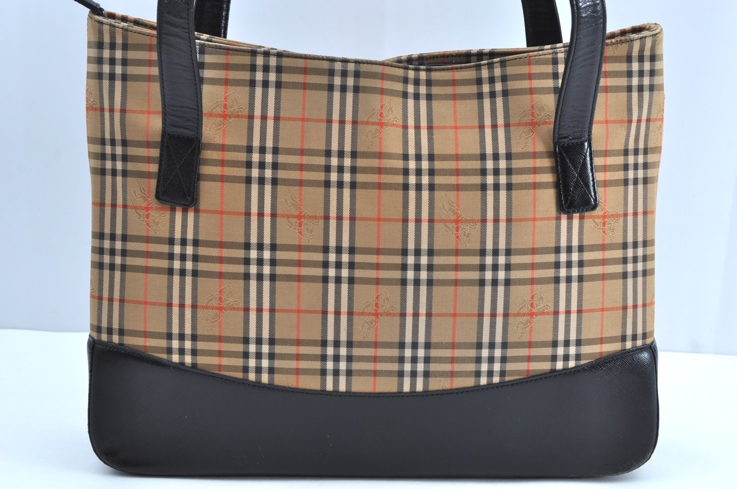 Authentic BURBERRY Nova Check Shoulder Tote Bag Canvas Leather Brown Beige K4086