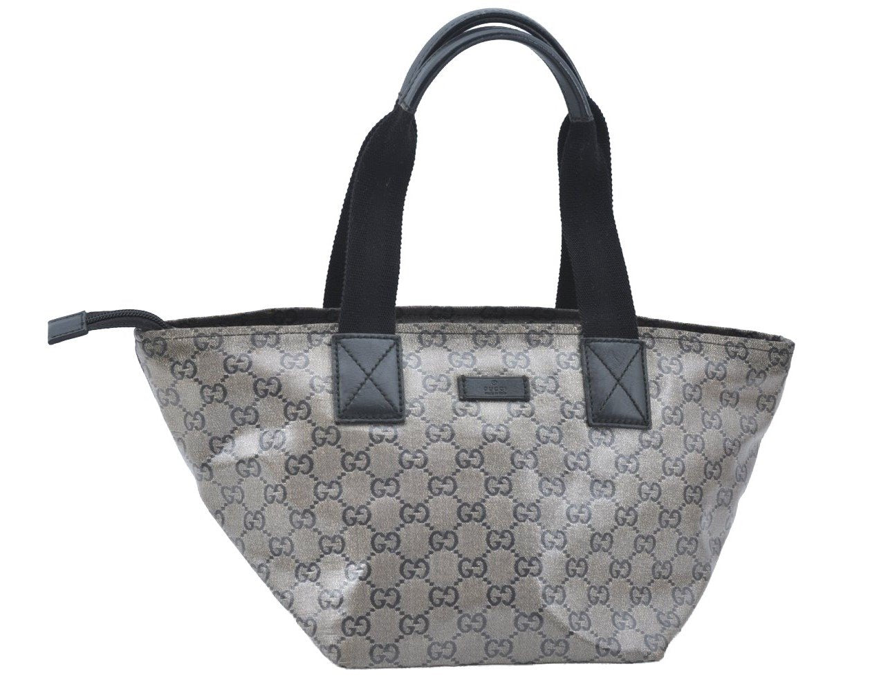 Authentic GUCCI GG Crystal Shoulder Tote Bag PVC Leather 131228 Blue K4088