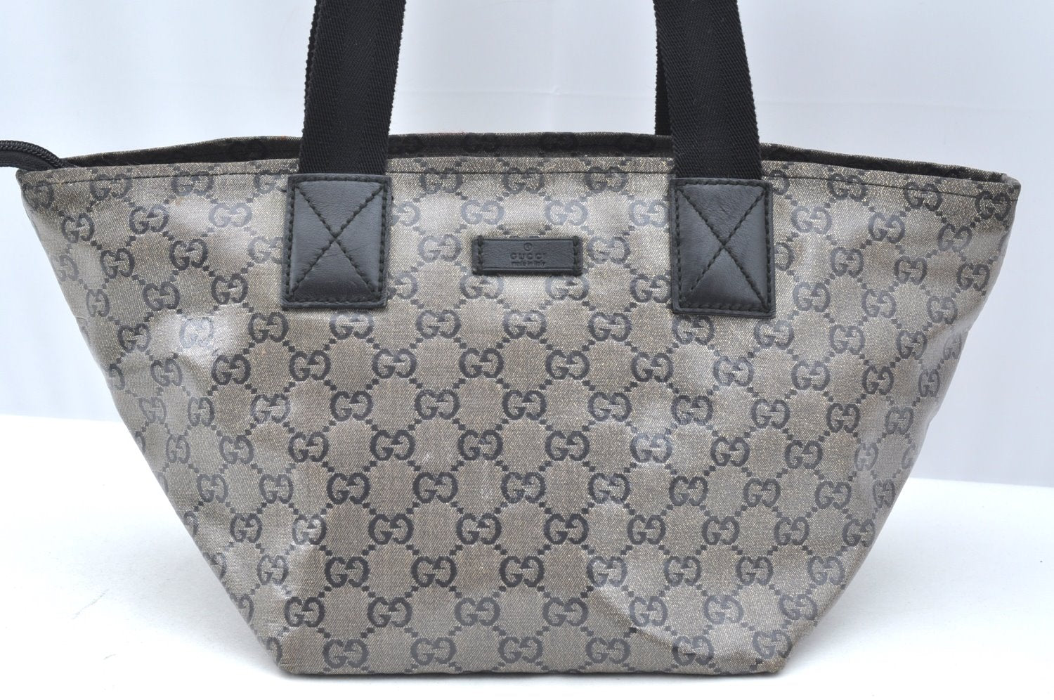 Authentic GUCCI GG Crystal Shoulder Tote Bag PVC Leather 131228 Blue K4088