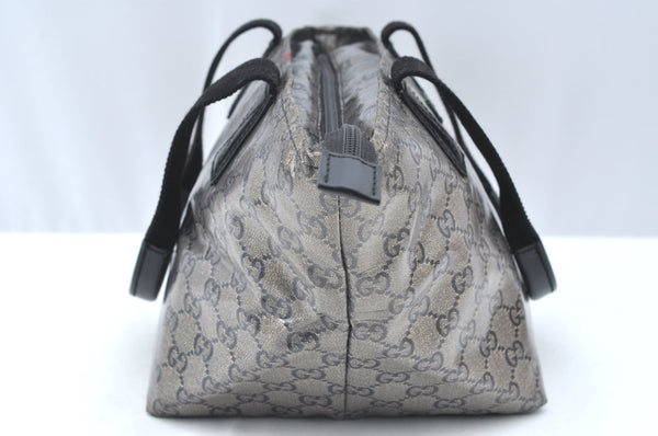 Authentic GUCCI GG Crystal Shoulder Tote Bag PVC Leather 131228 Blue K4088