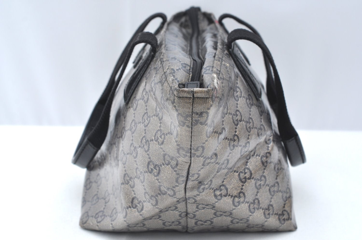 Authentic GUCCI GG Crystal Shoulder Tote Bag PVC Leather 131228 Blue K4088