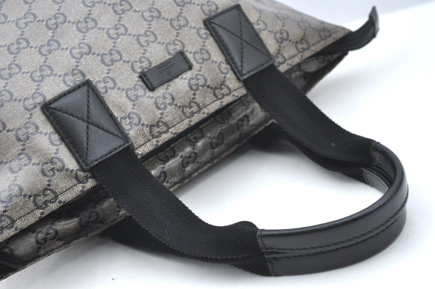 Authentic GUCCI GG Crystal Shoulder Tote Bag PVC Leather 131228 Blue K4088