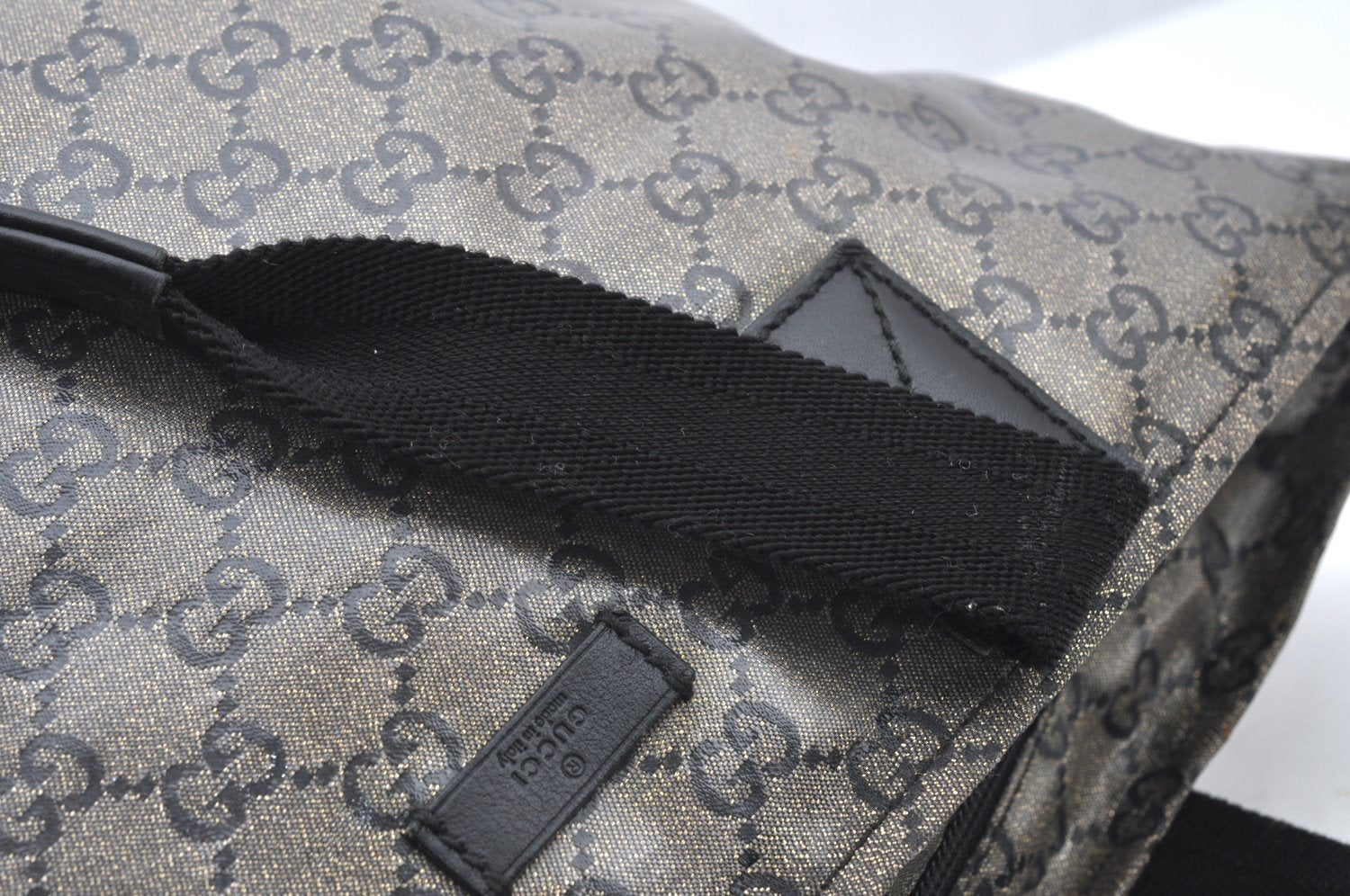 Authentic GUCCI GG Crystal Shoulder Tote Bag PVC Leather 131228 Blue K4088