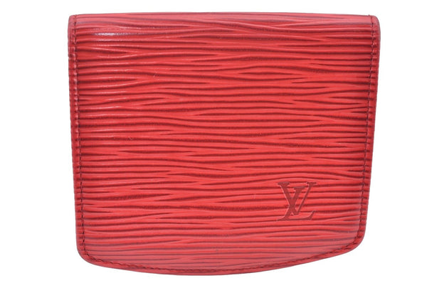 Authentic Louis Vuitton Epi Cuvette Coin Case Wallet Purse Red M63707 LV K4094