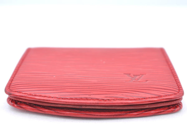 Authentic Louis Vuitton Epi Cuvette Coin Case Wallet Purse Red M63707 LV K4094