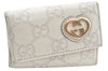 Authentic GUCCI Guccissima Lovely Heart 6 Key Case GG Leather 257217 White K4095