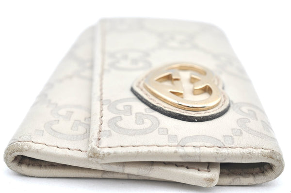 Authentic GUCCI Guccissima Lovely Heart 6 Key Case GG Leather 257217 White K4095