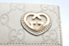 Authentic GUCCI Guccissima Lovely Heart 6 Key Case GG Leather 257217 White K4095