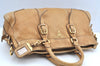 Authentic PRADA Vintage Leather 2Way Shoulder Hand Bag Beige K4106
