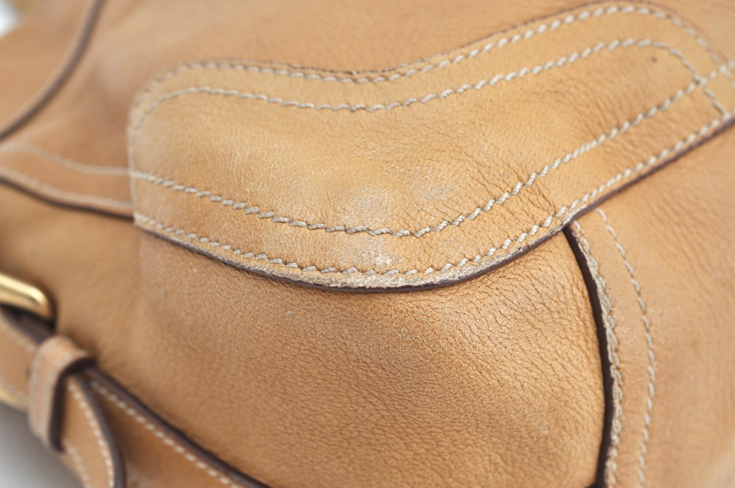 Authentic PRADA Vintage Leather 2Way Shoulder Hand Bag Beige K4106