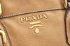 Authentic PRADA Vintage Leather 2Way Shoulder Hand Bag Beige K4106