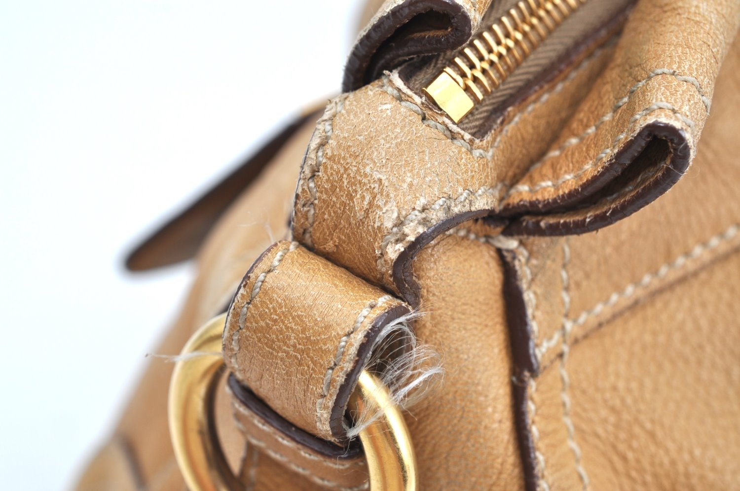 Authentic PRADA Vintage Leather 2Way Shoulder Hand Bag Beige K4106