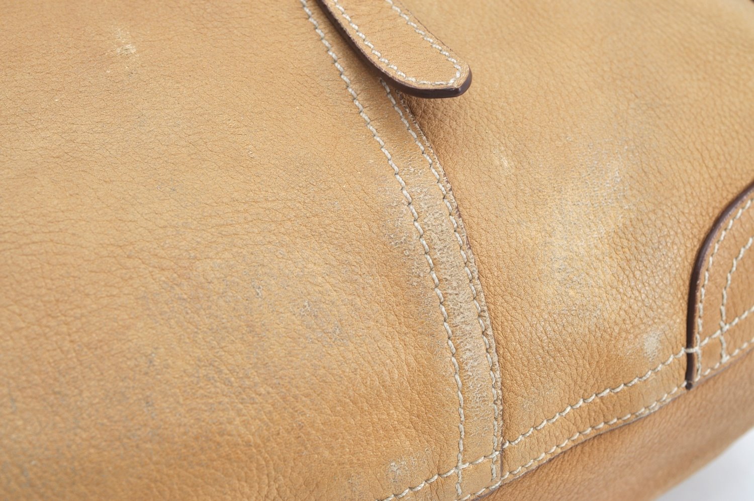 Authentic PRADA Vintage Leather 2Way Shoulder Hand Bag Beige K4106