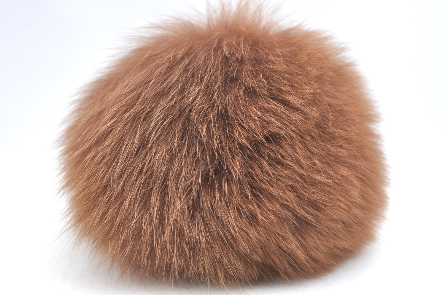 Authentic FENDI Logo Pompom Bag Charm Fur Leather Brown Box K4108