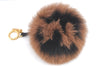 Authentic FENDI Logo Pompom Bag Charm Fur Leather Brown Box K4108