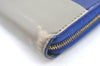 Authentic CELINE Large Zipped Wallet Long Wallet Purse Leather Blue Gray K4109