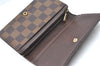 Authentic Louis Vuitton Damier Portefeuille Tresor Wallet Purse N61736 LV K4115