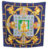 Authentic HERMES Carre 90 Scarf "HOMMAGE A CHARLES GARNIER" Silk Navy K4117