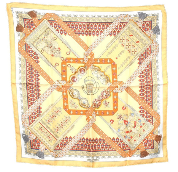 Authentic HERMES Petit Carre 40 Scarf Handkerchief "Brins dor" Silk Yellow K4118