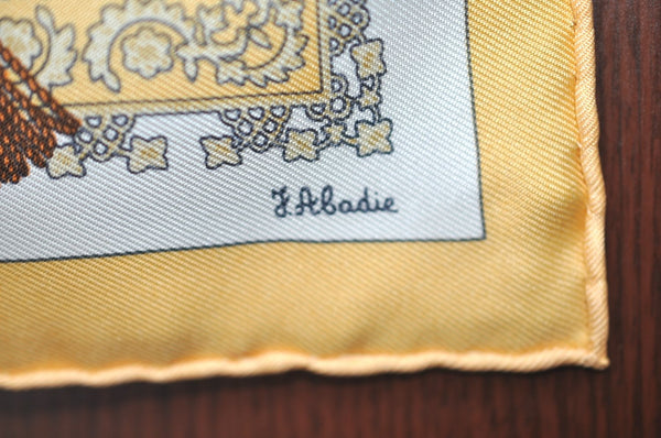 Authentic HERMES Petit Carre 40 Scarf Handkerchief "Brins dor" Silk Yellow K4118