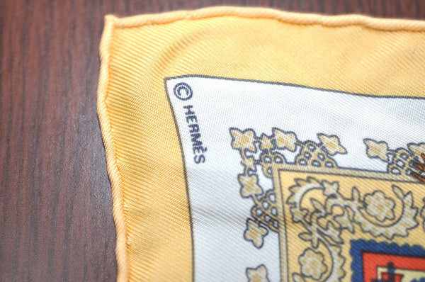 Authentic HERMES Petit Carre 40 Scarf Handkerchief "Brins dor" Silk Yellow K4118