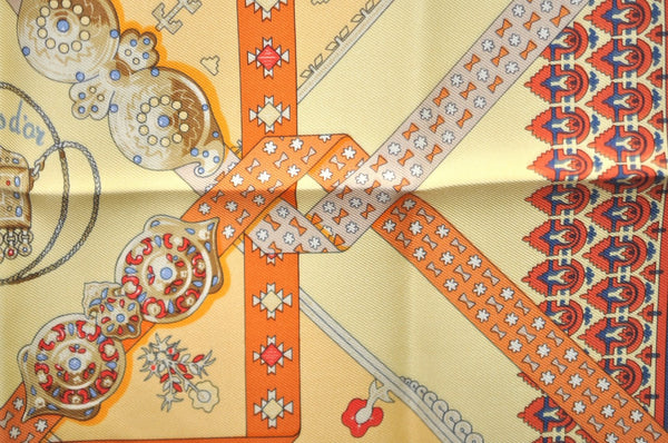 Authentic HERMES Petit Carre 40 Scarf Handkerchief "Brins dor" Silk Yellow K4118