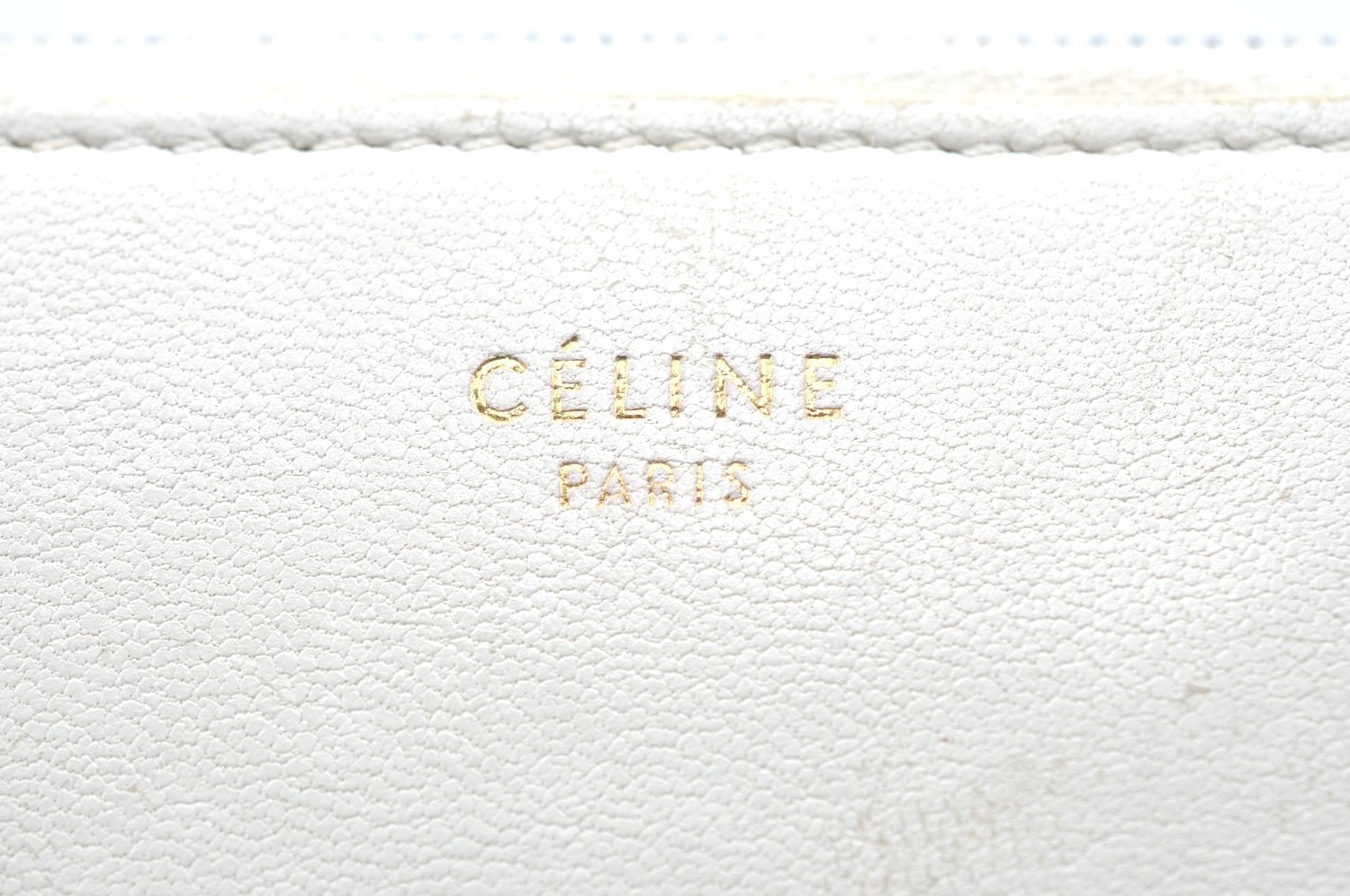 Authentic CELINE Horizontal Cabas Bicolor Long Wallet Leather White Gray K4119