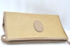 Authentic YVES SAINT LAURENT Clutch Hand Bag PVC Leather Khaki Beige K4125