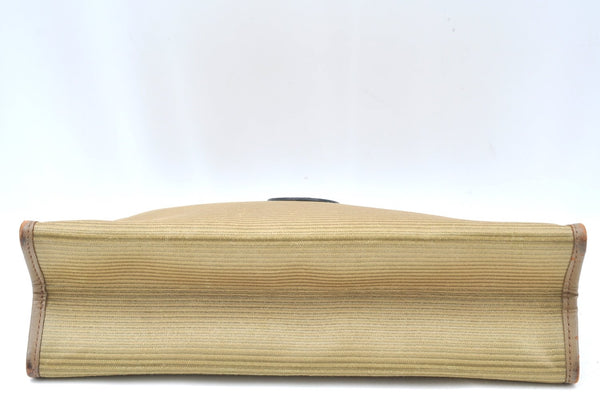 Authentic YVES SAINT LAURENT Clutch Hand Bag PVC Leather Khaki Beige K4125