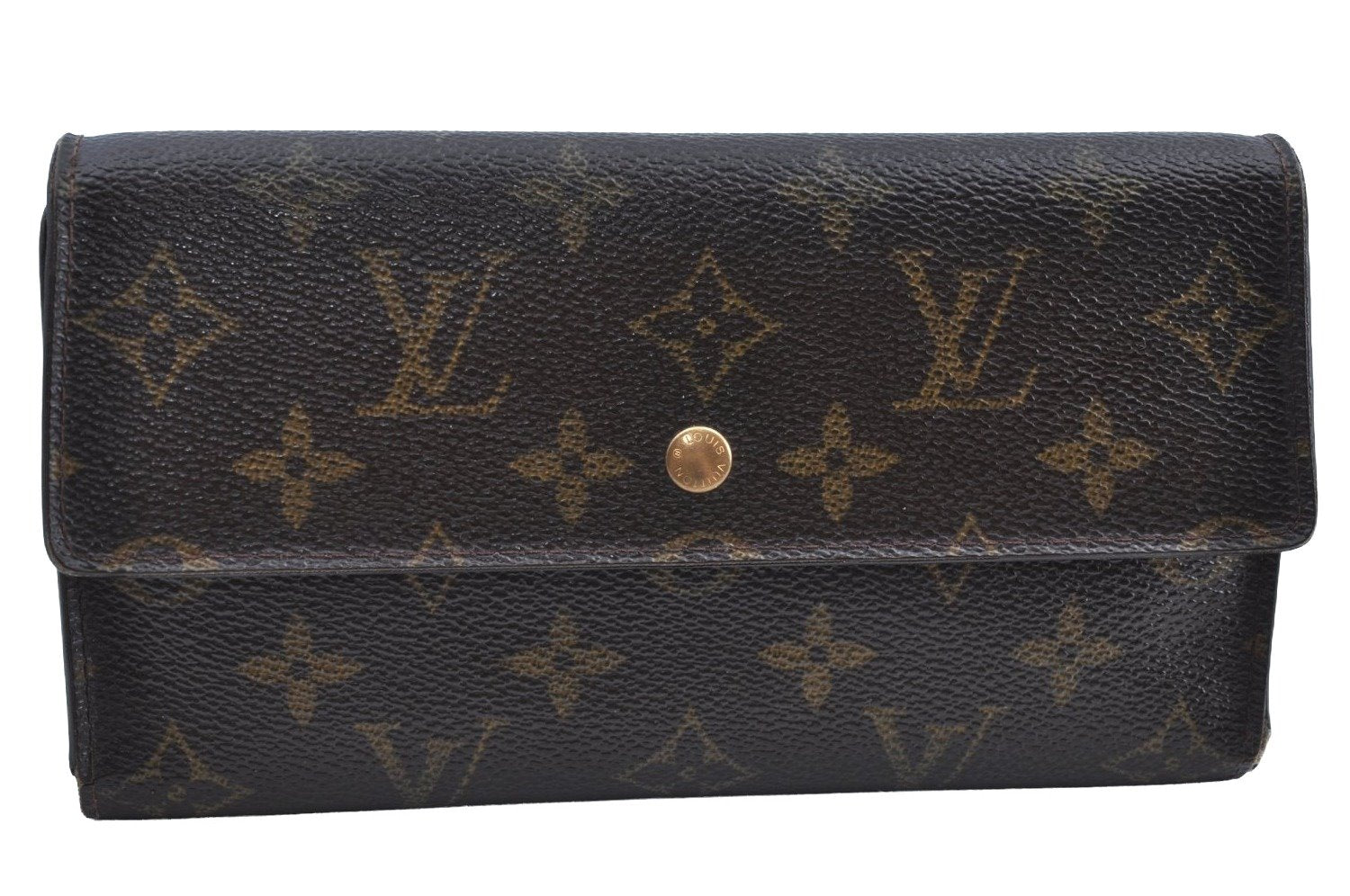 Authentic Louis Vuitton Monogram Porte Tresor International M61215 Wallet K4131