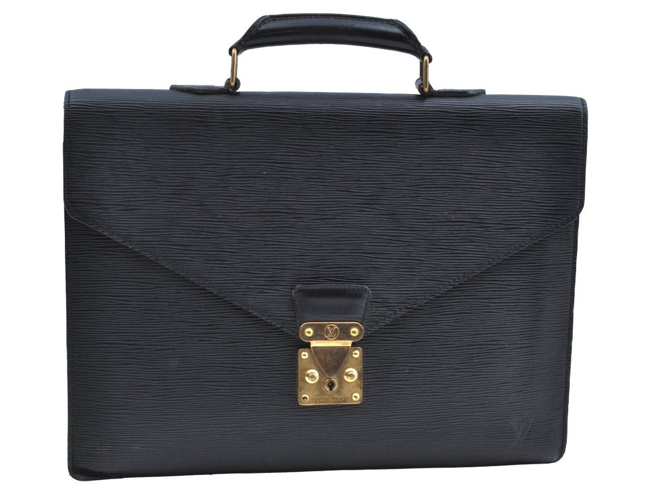 Authentic Louis Vuitton Epi Serviette Conseiller Briefcase Black M54422 LV K4137