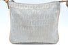 Authentic FENDI Zucchino Shoulder Cross Body Bag Canvas Leather Light Blue K4138