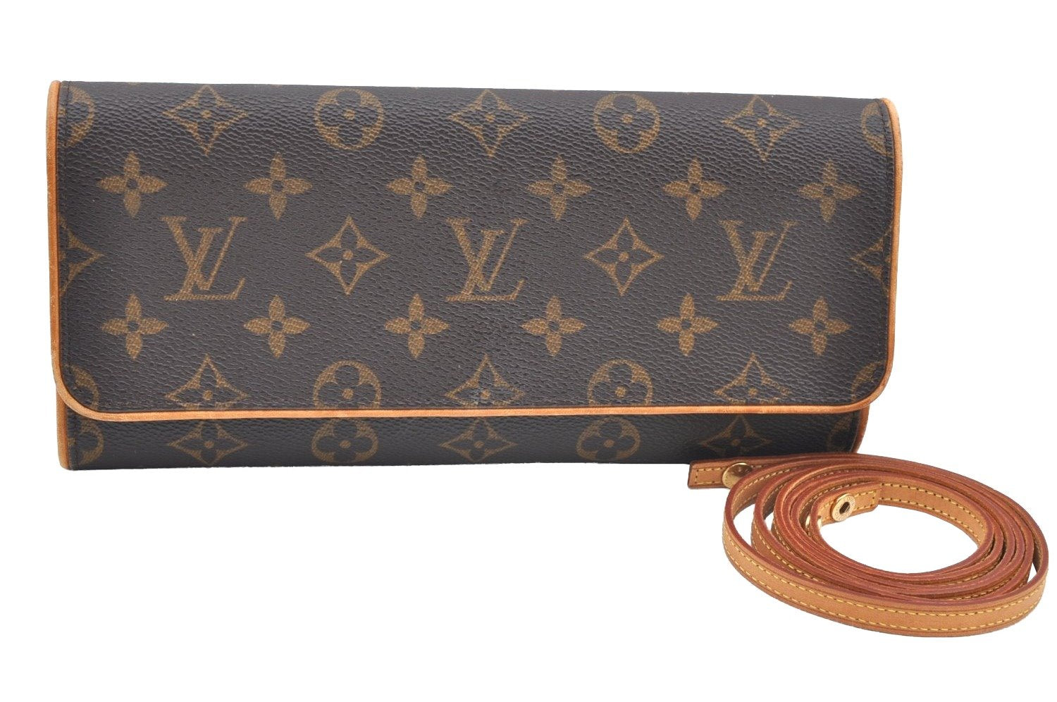 Authentic Louis Vuitton Monogram Pochette Twin GM Shoulder Bag M51852 LV K4146