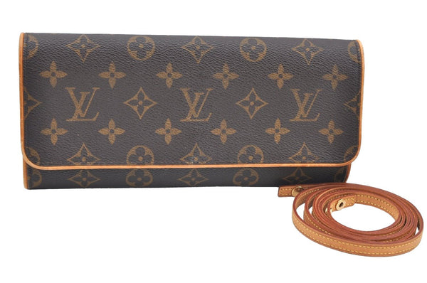 Authentic Louis Vuitton Monogram Pochette Twin GM Shoulder Bag M51852 LV K4146