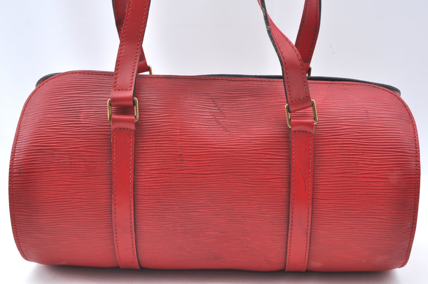 Authentic Louis Vuitton Epi Soufflot Hand Bag Red M52227 LV K4148