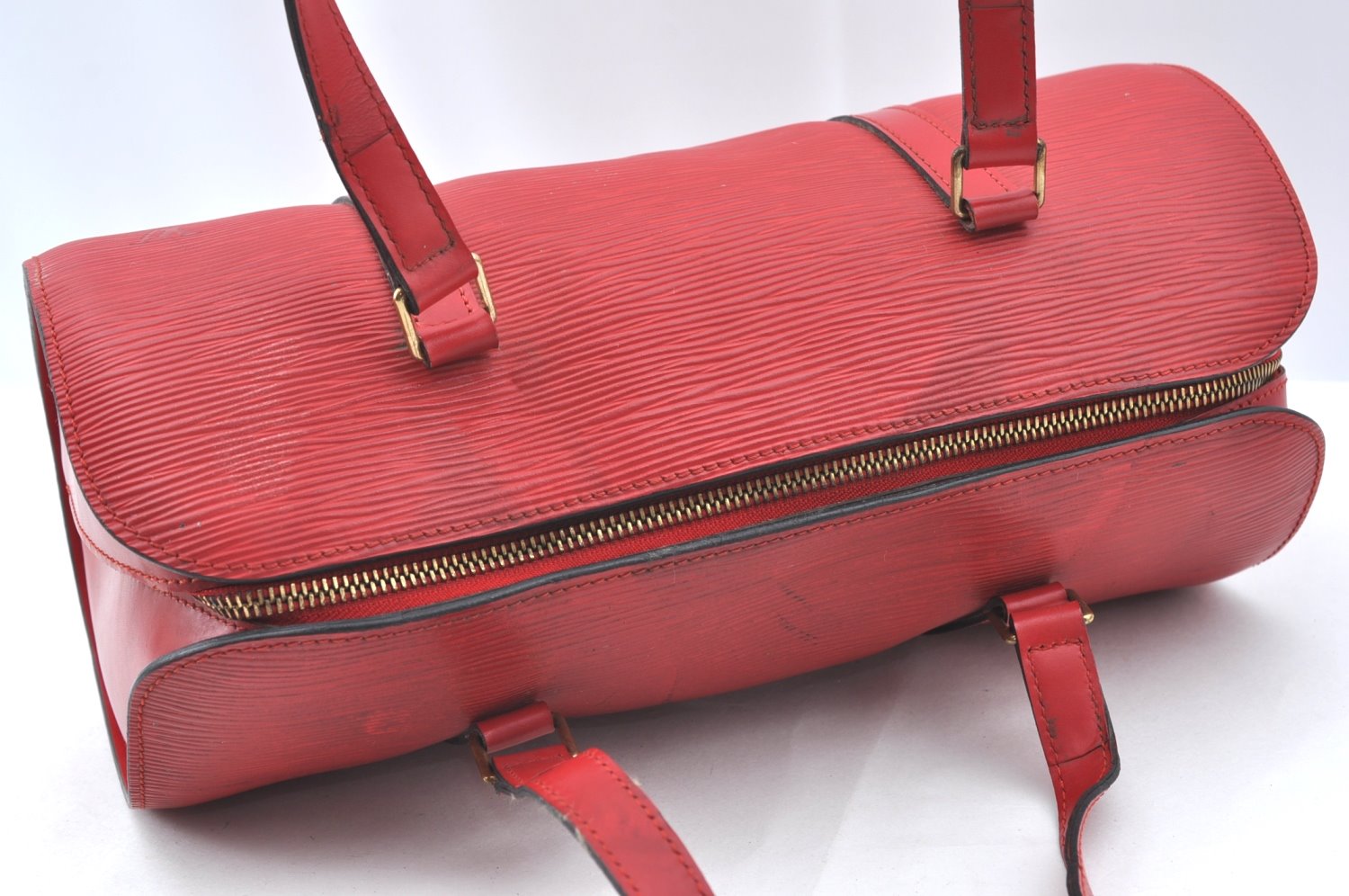 Authentic Louis Vuitton Epi Soufflot Hand Bag Red M52227 LV K4148