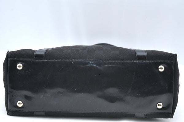 Authentic GUCCI Abbey Shoulder Tote Bag GG Canvas Enamel 141470 Black K4149