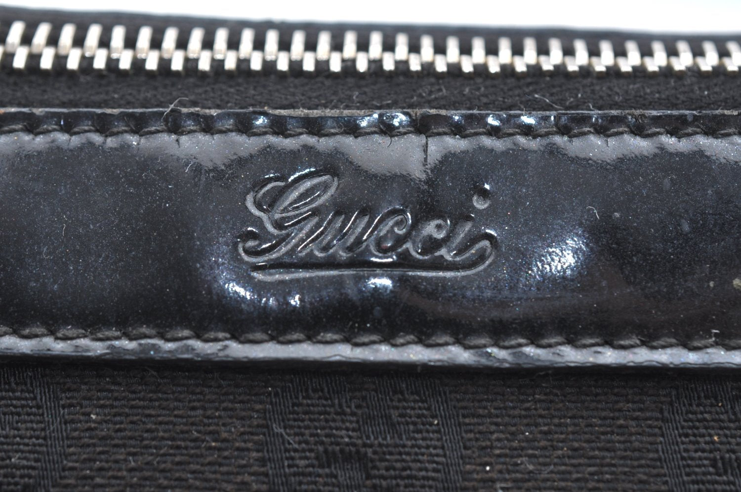 Authentic GUCCI Abbey Shoulder Tote Bag GG Canvas Enamel 141470 Black K4149