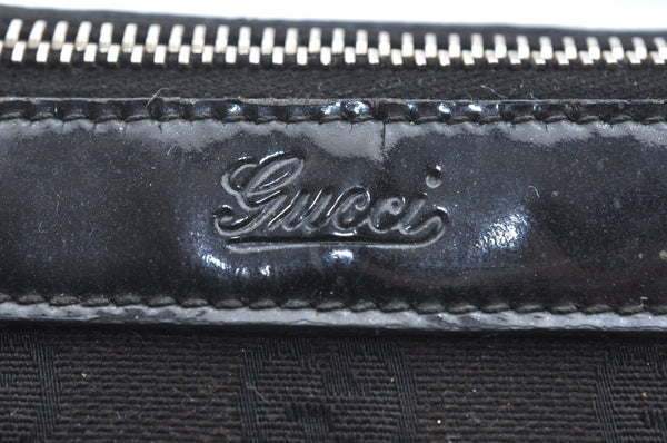 Authentic GUCCI Abbey Shoulder Tote Bag GG Canvas Enamel 141470 Black K4149